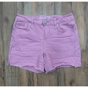 Seven7 Pink Denim Shorts Size 4 Stretch Raw Hem Weekend
